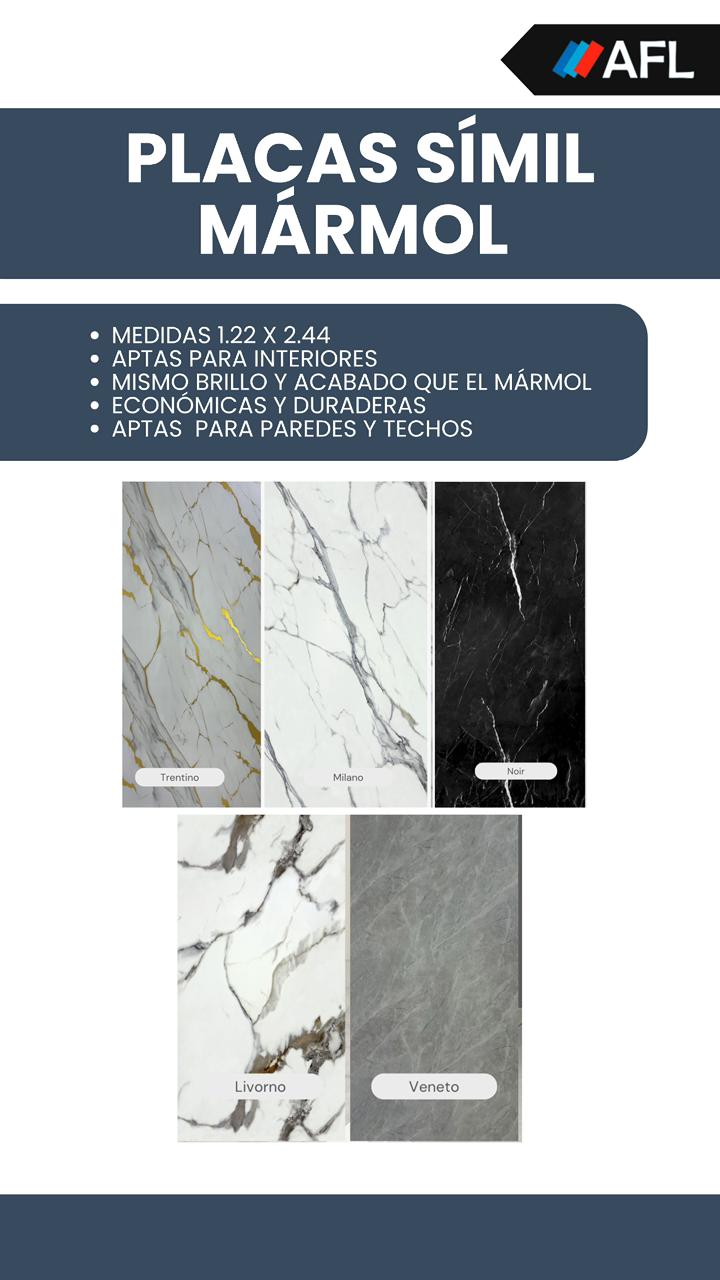 Placas de PVC Simil Marmol 3mm de 1,22 x 2,44mts