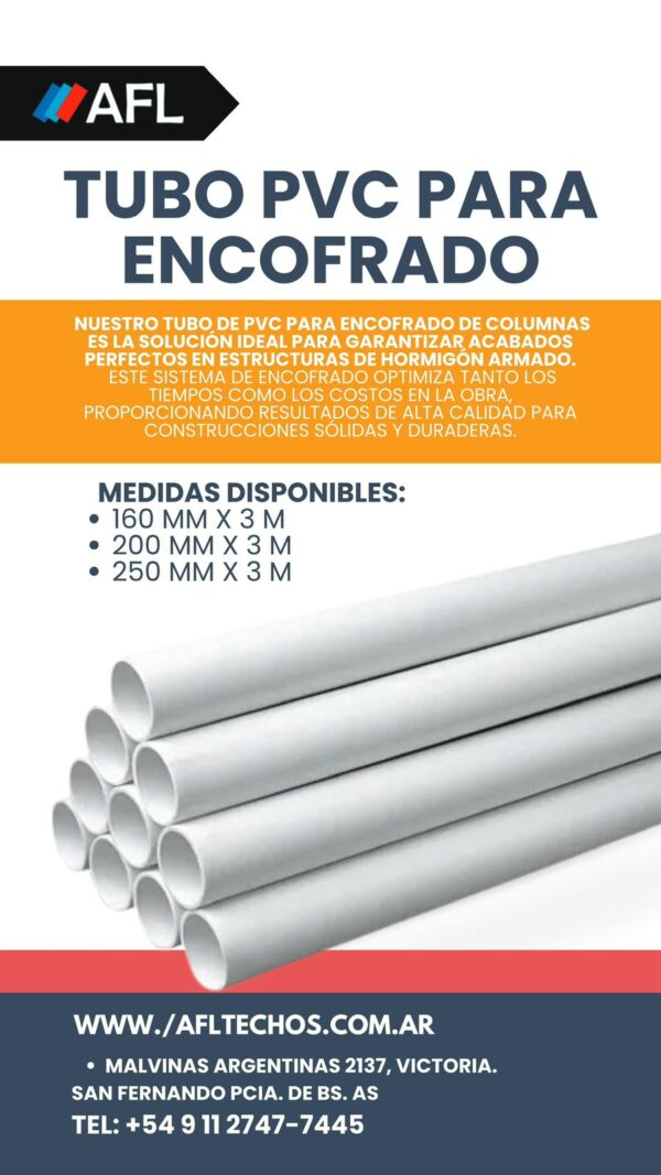 Tubo de PVC para encofrado x 3mts